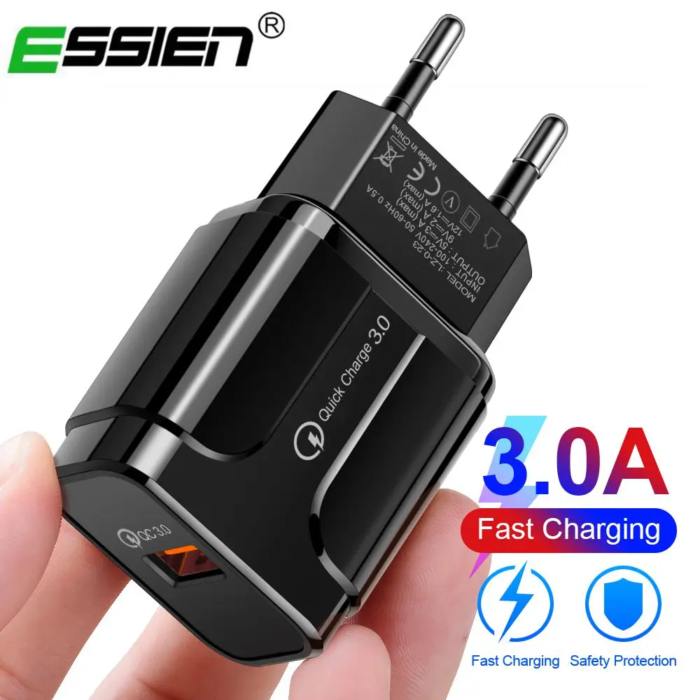 

Essien USB Charger Fast Adapter Quick Charge 3.0 2.0 Mobile Phone Charger QC3.0 Wall EU US Plug for iPhone Samsung Xiaomi Huawei
