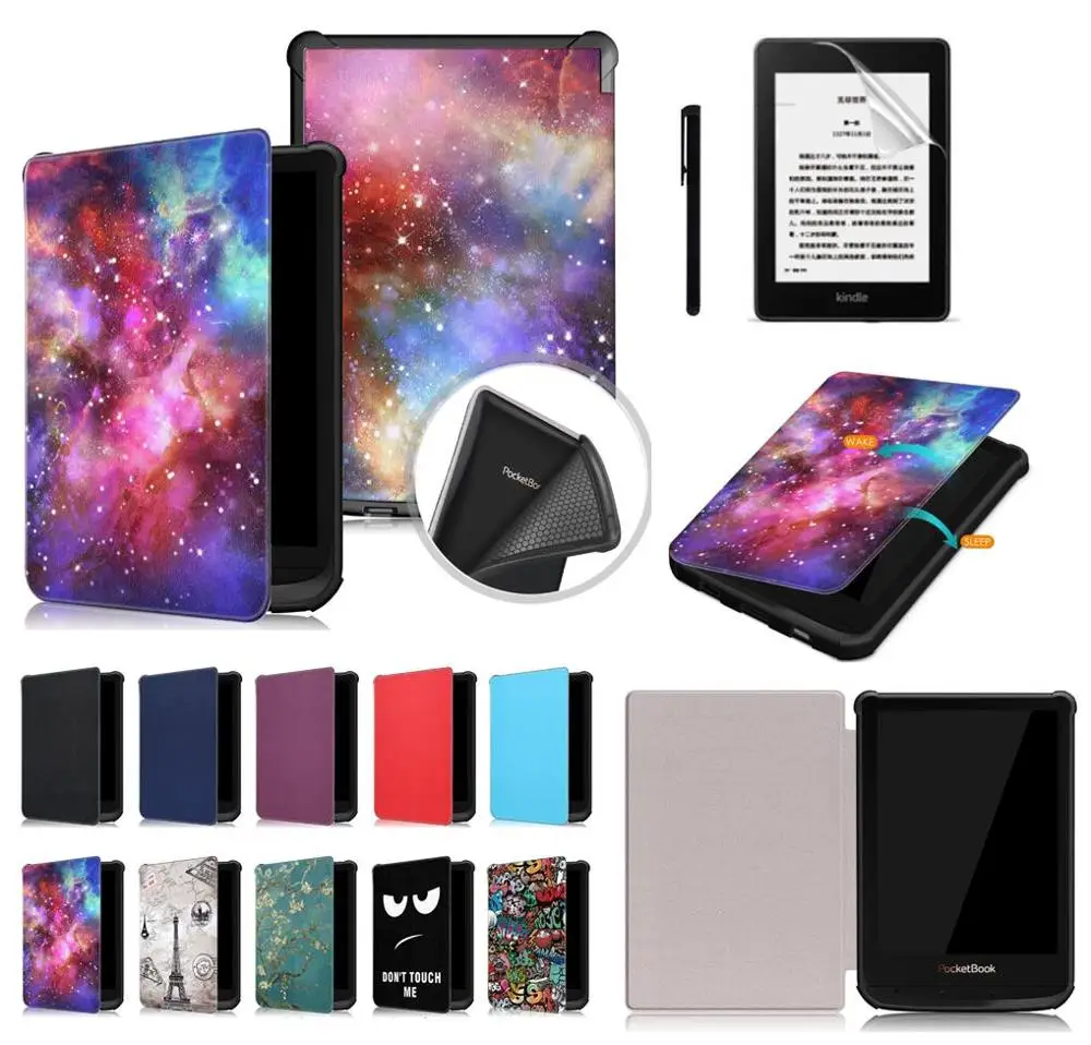 Gligle ультра тонкий кожаный чехол для Pocketbook Touch lux 4 627 HD3 632 Basic2 616 оболочка Читалки+ пленка для экрана