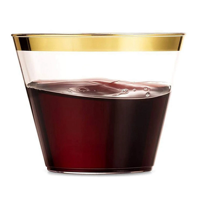 

Hot Sale 100PCS Environmentally Friendly and Practical Wedding Party Gold Bronzing Plastic Cup Disposable Gold Plastic Cup
