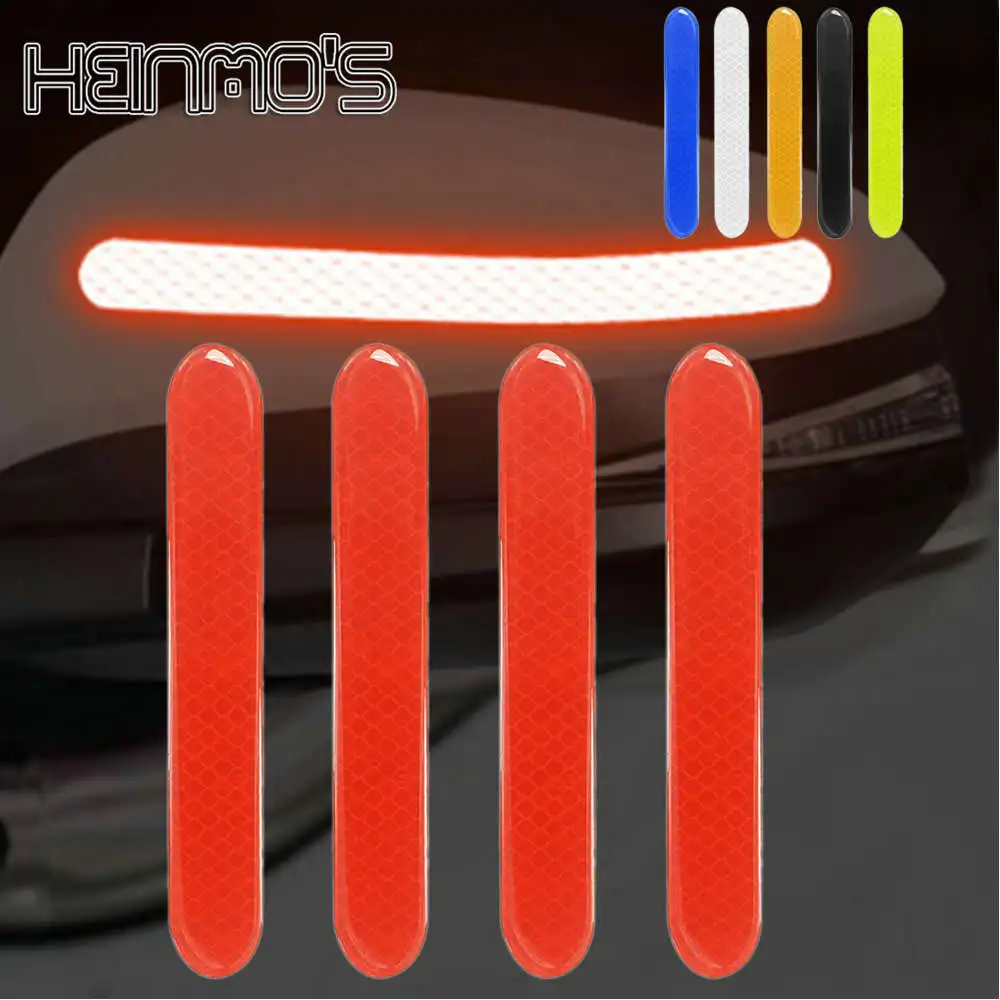 

4PCS Car Reflective Sticker Door Wheel Eyebrow Reflective Tape Black Safety Decal Warning Tape Mark Protection Reflector Strip