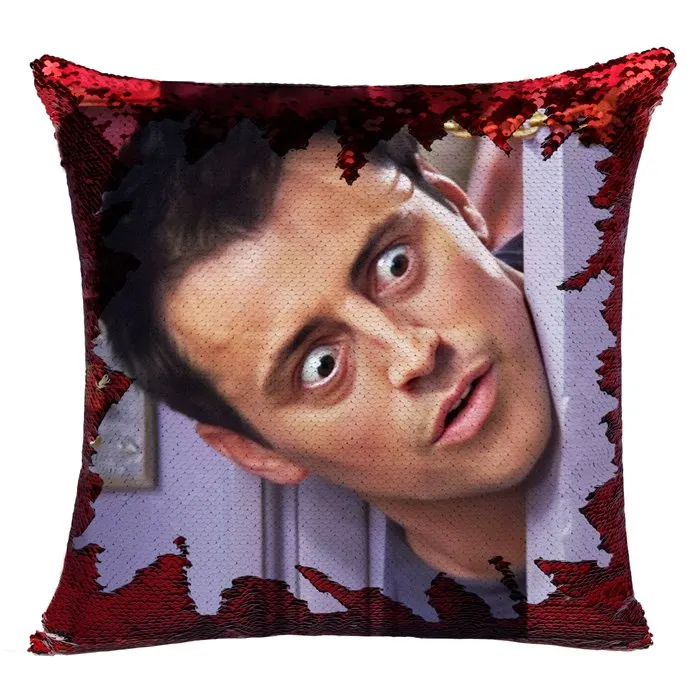 Champagne Gold, Pack of 1 Friends TV Shows Joseph Tribbiani Magic Reversible Sequin Pillow Custom Pillow Cover Gift for Her Him 16x16 Inches