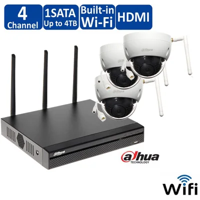 Dahua беспроводная wifi NVR4104HS-W-4KS2 камера система с 4 шт 3MP купольная IP беспроводная ИК ночного видения Водонепроницаемая уличная Wifi камера - Цвет: nvr with  4 camera