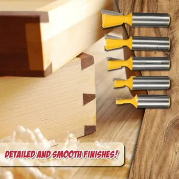 

5PCS Dovetail Joint Cutting Router drill Bit Slotted Dovetail Knife 1/4 3/8 1/2 5/8 3/4 inch smooth finishes Cemented Carbide 67
