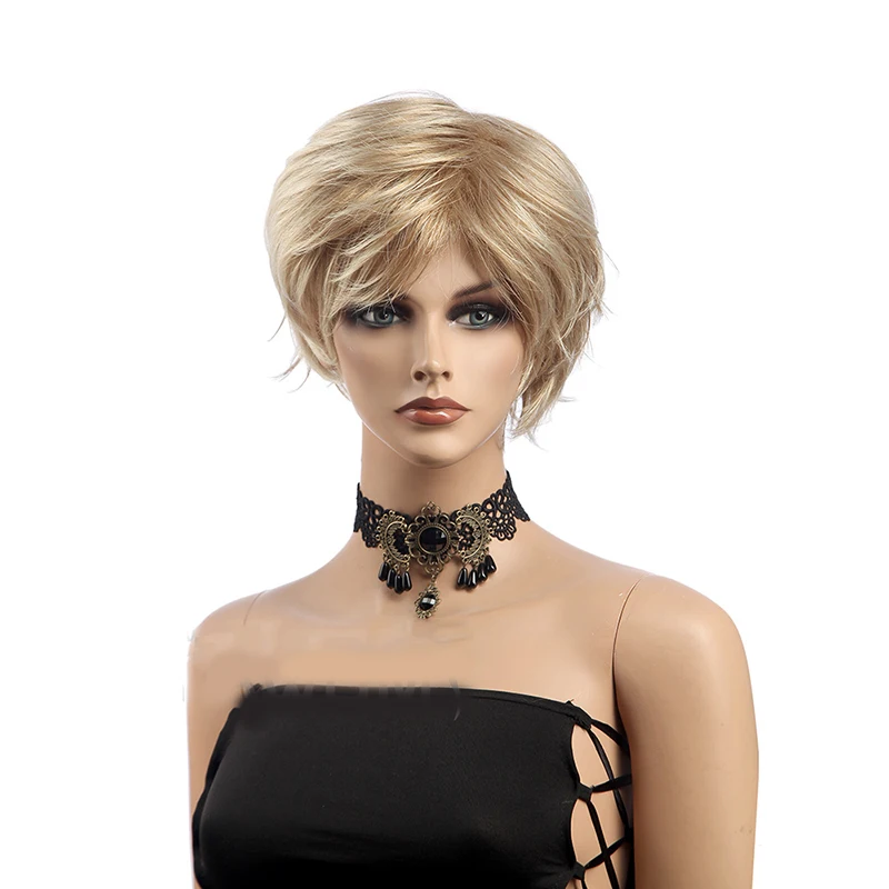 Парик HAIRJOY из синтетических волос для женщин короткие прямые многослойные золотистые светлые коричневые