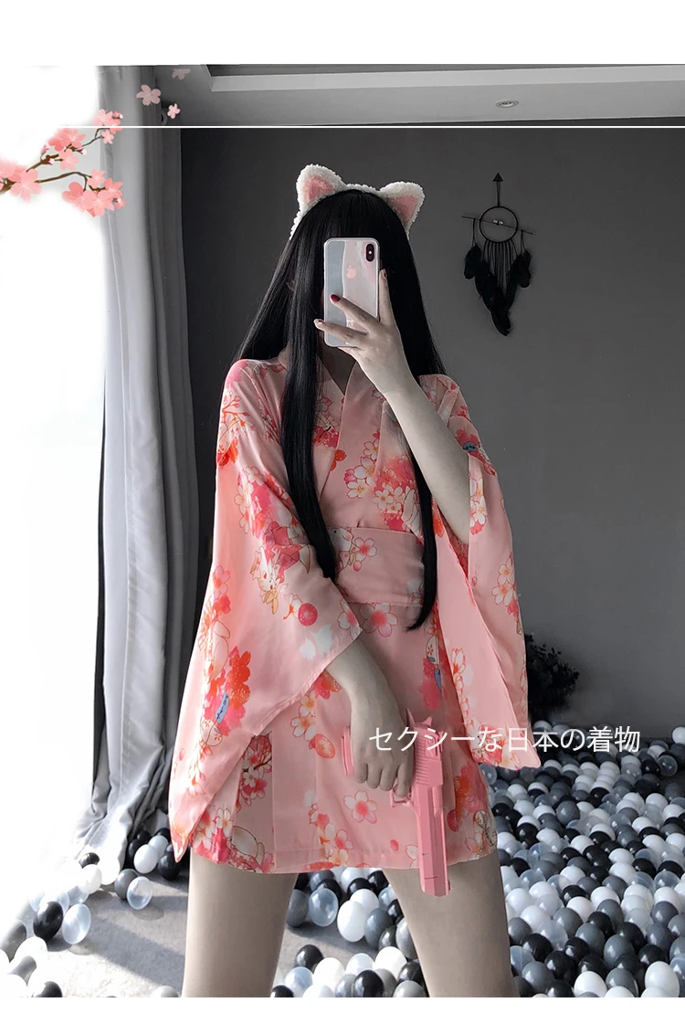 LILICOCHAN Japanese Kimono Sexy Cosplay Outfit For Women Traditional Style Robe Yukata Costumes Pajamas Soft Silk Belt 2pcs Set Pink -Zentai shop online He9f5699c94c2438182e933d6cece91bap.jpg
