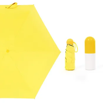 

Yellow Mini Capsule Women Umbrella Clear Pocket Anti-Uv Umbrella Windproof Folding Umbrellas Compact Rain Children Umbrellas