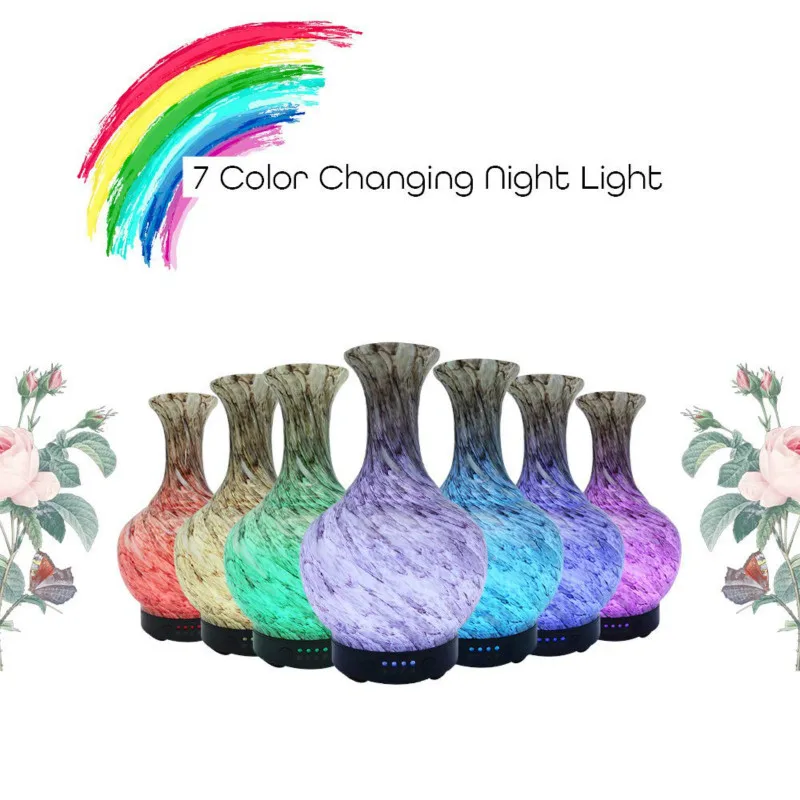 

Essential Oil Diffuser Handmade Art Glass Vase Ultrasonic Aroma Diffuser Cool Mist Aromatherapy Humidifier