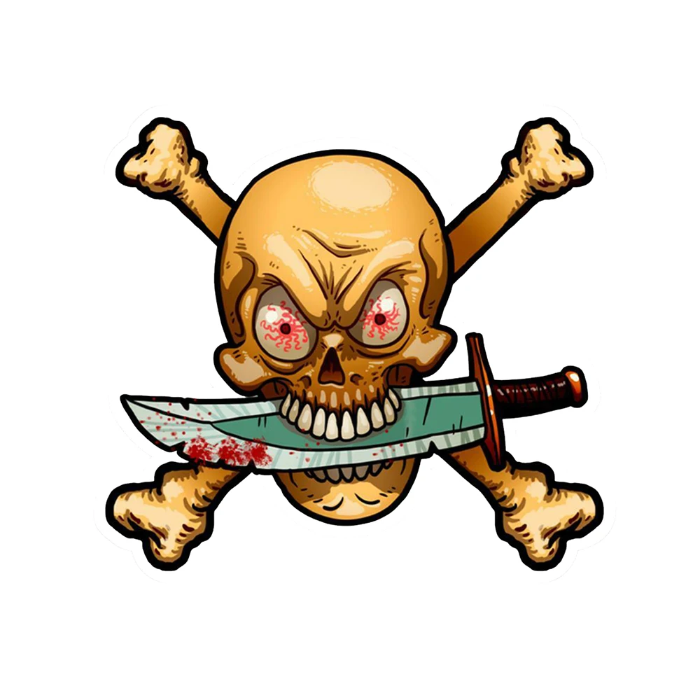 

Pirate Skull with Crossbone and Dagger Funnel Vinyl Car Sticker Laptop Accessories Decorative Decal Car Assessoires KK10*9cm