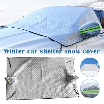 

New Car Windshield Snow Cover, Windshield Ice Snow Removal Frost Guard Winter Waterproof with Mirror Cover Car Sunshades