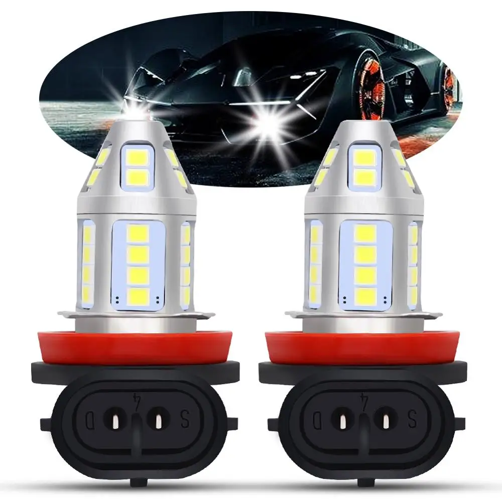 

2Pcs H11 Led 30 SMD 3030 Lights H11 Car Front Foglamps Bulb Auto H11 Driving Fog Lamp White