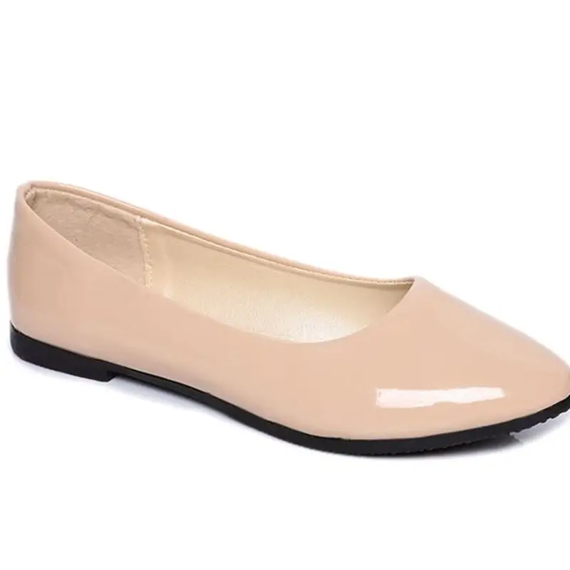 2025 Spring And Autumn Flat Bottom Shallow Mouth Candy Color Patent Leather Single Shoes Large Size Four Seasons Women's Shoes 6