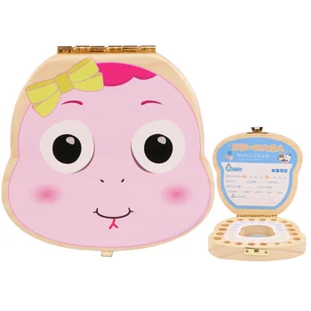 

Deciduous Tooth Holder Wooden Baby Teeth Souvenir Box Storage Box Pink