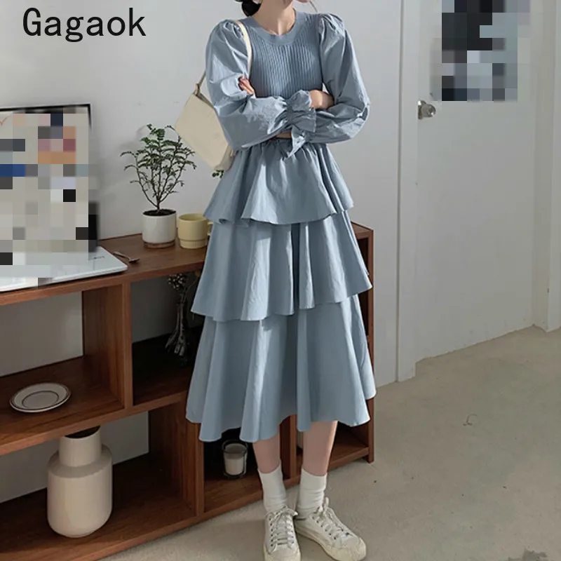 Gagaok модное женское офисное платье А-силуэта весна-осень 2020 Новые однотонные