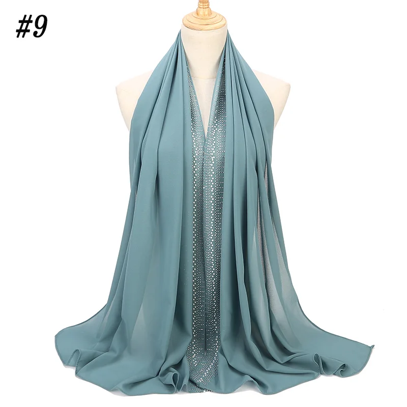 Женский шарф, жемчуг, пузырьковый шифон, мусульманский хиджаб головной платок, длинные шарфы, 20 цветов для женщин