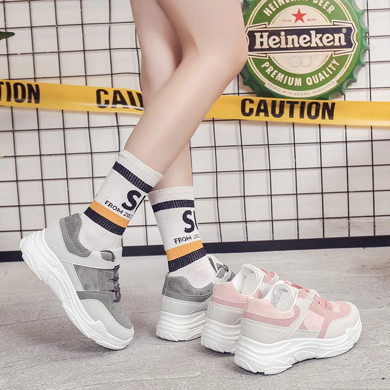 

2019 Spring And Autumn New Style INS Athletic Shoes Korean-style Ulzzang Harajuku Sports Shoe Thick Bottomed Dad Women's