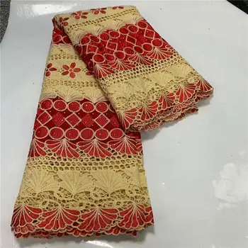 

High quality African lace mesh fabric, newly designed red mesh mesh fabric, with stones for bridal gowns