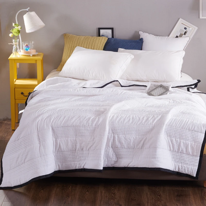 

Home Textile Summer Quilts Patchwork Throw Blanket Washed Cotton Duvet Grey Bedspread Bed Linens Beige White
