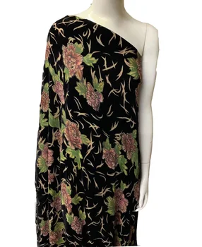 

(5yards/pc) high quality transparent soft African velvet lace fabric with beautiful flowers pattern for party dress VBL16