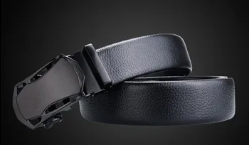 

Fashion Automatic Buckle Black Genuine Leather Belt Men's Belts Cow Leather Belts for Men 3.5cm Width