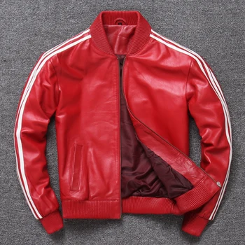 

New Japanese Man Brief Paragraph Coat Collar Cultivate First Layer Lear GarMant Lear Motorcycle Jacket Male Sheep