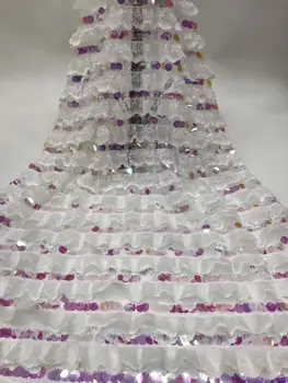 

5 colors (5yards/pc) graceful laced African French net fabric with sequins 2020 newest design for beautiful party dress FZZ735