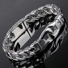 Тренд 316L нержавеющая сталь мужские s браслеты 11 мм шириной 22 см Длинные Серебряный цвет браслет Мужские Винтажные Ювелирные изделия Прямая поставка