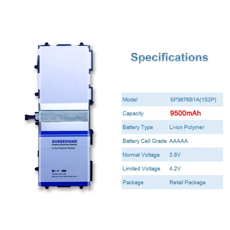 GUKEEDIANZI SP3676B1A(1S2P) 9500 мАч планшеты PC батарея для samsung GALAXY Note 10,1 GT N8000 N8010 P7500 P7510 Tab 2 P5100 P5110