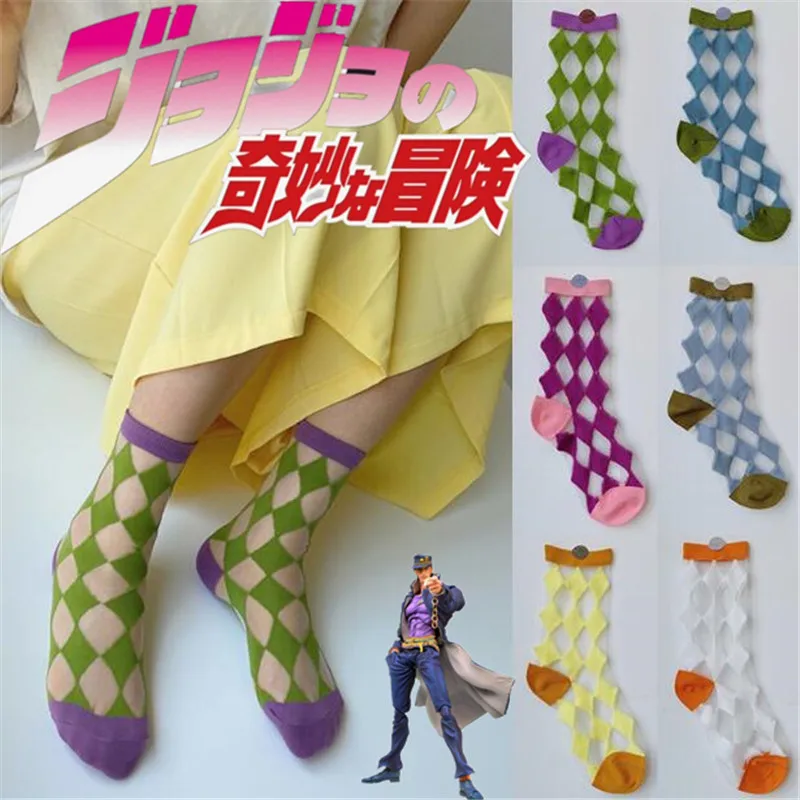 JoJo's Bizarre Adventure Socks Jonathan Joestar Kujo Jotaro Women Knee High Girl Summer Silk Stockings | Тематическая одежда и