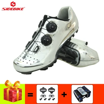 SIDEBIKE-zapatos de ciclismo de fibra de carbono para hombre, zapatillas deportivas transpirables con autosujeción, para ciclismo de montaña
