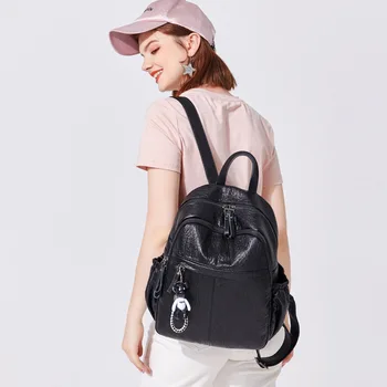 

2020 Backpack Women's Korean-style WOMEN'S Backpack Soft Leather WOMEN'S Bag Backpack Women's