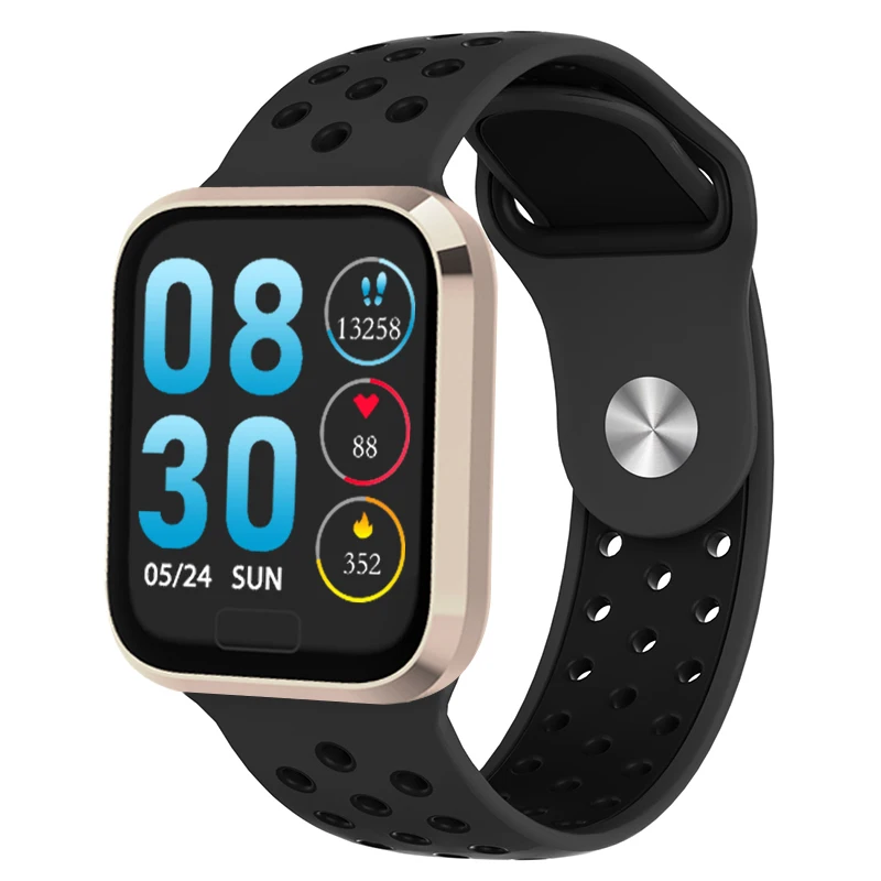Смарт-браслет SP30, 1,3 дюймов, цветной экран, кровяное давление, фитнес-трекер, пульсометр, спортивный умный Браслет для Android IOS B08 - Цвет: Gold Black