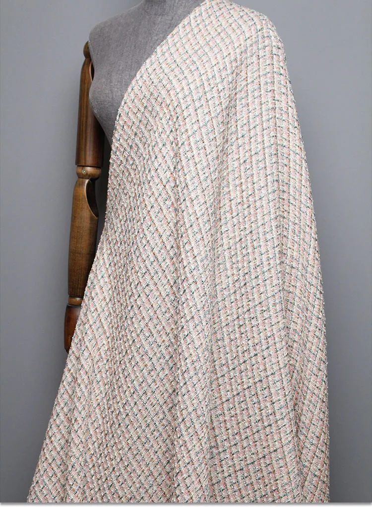 100x150 см розовый зеленый полосатый пряжа окрашенная твид для женщин осенне-зимнее платье пальто аромат костюм DIY шитье