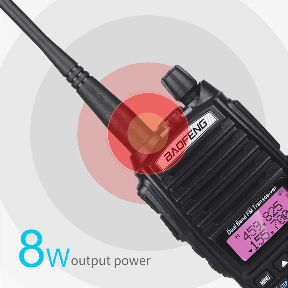Настоящее 8 Вт Baofeng UV 82 рация 10 км Двухдиапазонная двухсторонняя радиостанция для Ham Huntiong VHF HF трансивер 128CH UV-82hp радио
