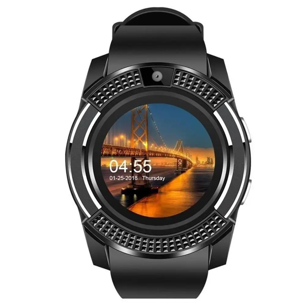 Новые умные часы с сенсорным экраном, наручные часы с камерой/слотом для sim-карты, водонепроницаемые умные часы с Bluetooth, спортивные часы с Bluetooth - Цвет: Черный