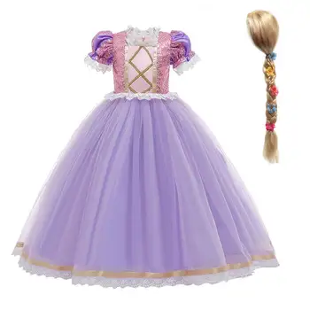 

tangled Girls Princess Cosplay Costume Kids Dress up Clothes Petal Sleeve Tangled Children Summer Party Halloween Dress