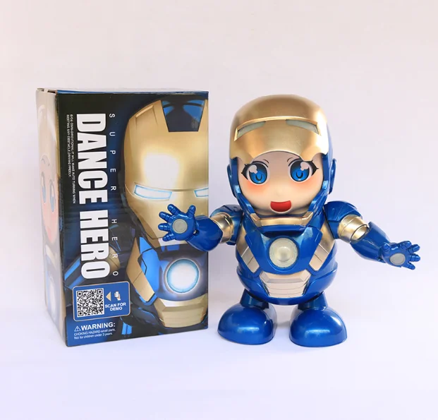 H Color box Светильник звук музыка робот танец Железный человек Marvel Мстители фигурка игрушка светодиодная игрушка-фонарик герой Железный человек электронная игрушка подарок - Цвет: H Color box