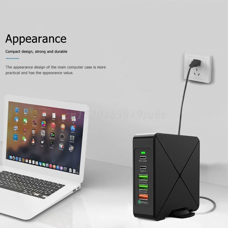 US $25.48 OOTDTY MultiPort Phone Charger 75W QC30 PD Laptop Tablet Power Adapter Dock EUUSPlug