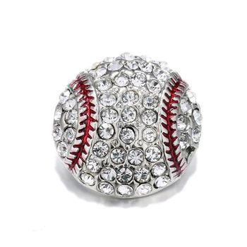 

20pcs High Quality 20mm Alloy Football Fashion Snap Button Bracelet Charm Rhinestone Button ginger Crystal Snaps Jewelry