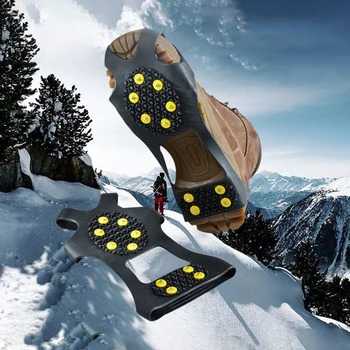 

1 Pair 10 Studs Anti-Skid Snow Ice Climbing Shoe Spikes Grips Crampons Cleats Overshoes crampons spike shoes crampon