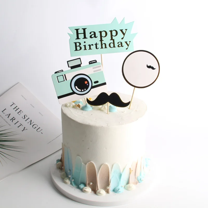Cakelove 1Set Camera Happy Birthday Cake Decoration Camera Theme Cake Topper Adult Kids Boy Girl Sweet Birthday Party Supplies