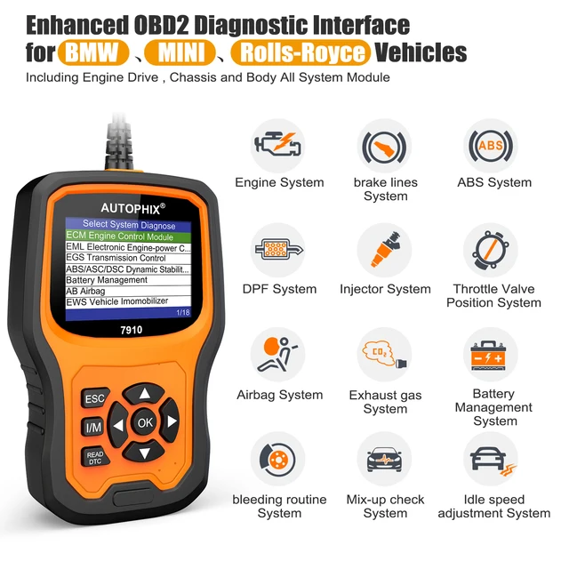 Autophix 7910 Full System OBD2 Scanner For BMW Mini Automotive Code Reader  Oil ABS EPB SAS SRS TPMS BMS DPF Oil Reset Diagnostic Scan Tool Garage  Repair Tool 