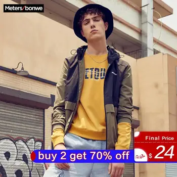 

Metersbonwe Spring New Men's Casual Jackets Male Fashion Sport Jacket Stand collar Spliced Baseball Jacket Street Tops