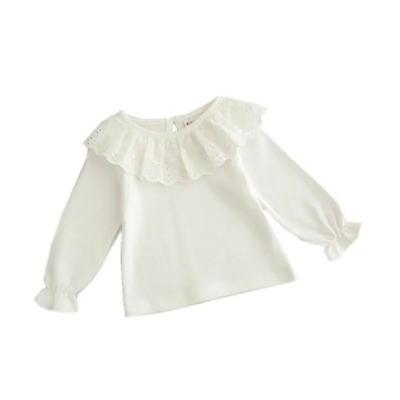 HKXN/детская одежда для девочек г. Весенняя хлопковая блузка для маленьких девочек белая рубашка на подкладке рубашка для девочек с длинными рукавами и лацканами топы для детей, T2