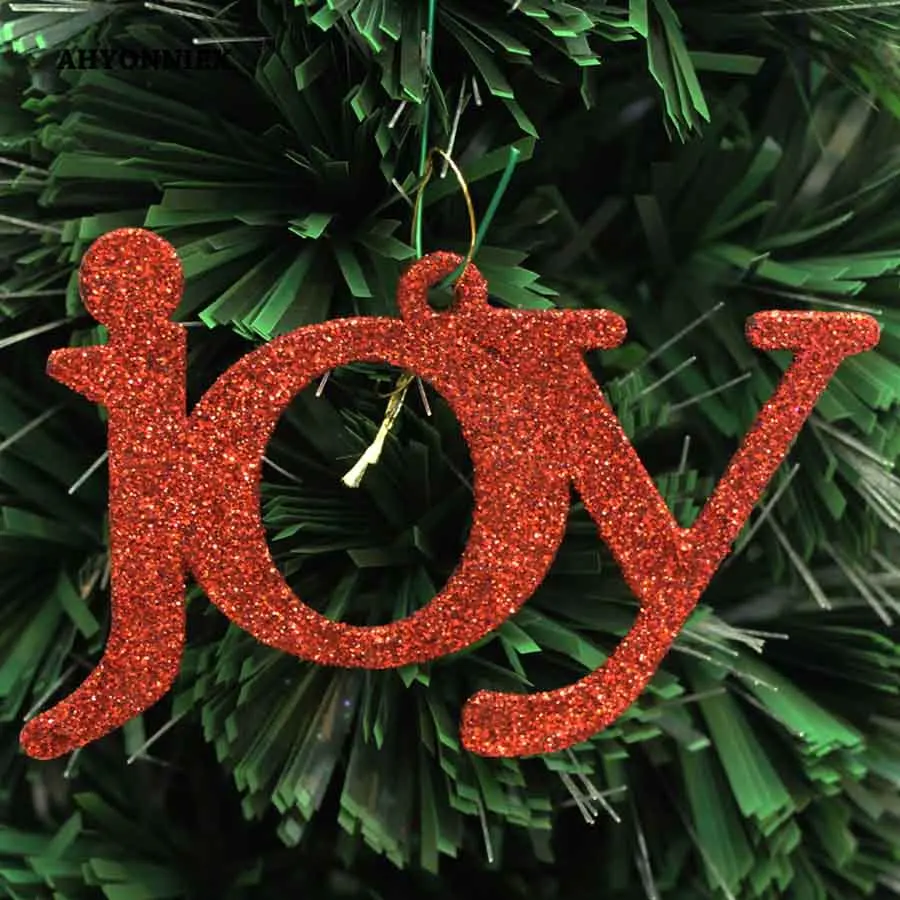 1 шт., модные блестящие украшения для рождественской елки с надписью JOY, украшения для рождественской елки, подвесные украшения для дома, вечерние украшения - Цвет: RED