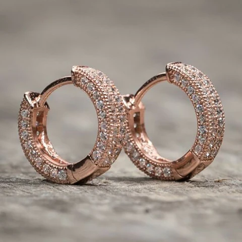 Luxury Full Paved Shiny CZ Small Hoop Earrings for Women 3 Colors Available Versatile Timeless Style Lady Earring Jewelry