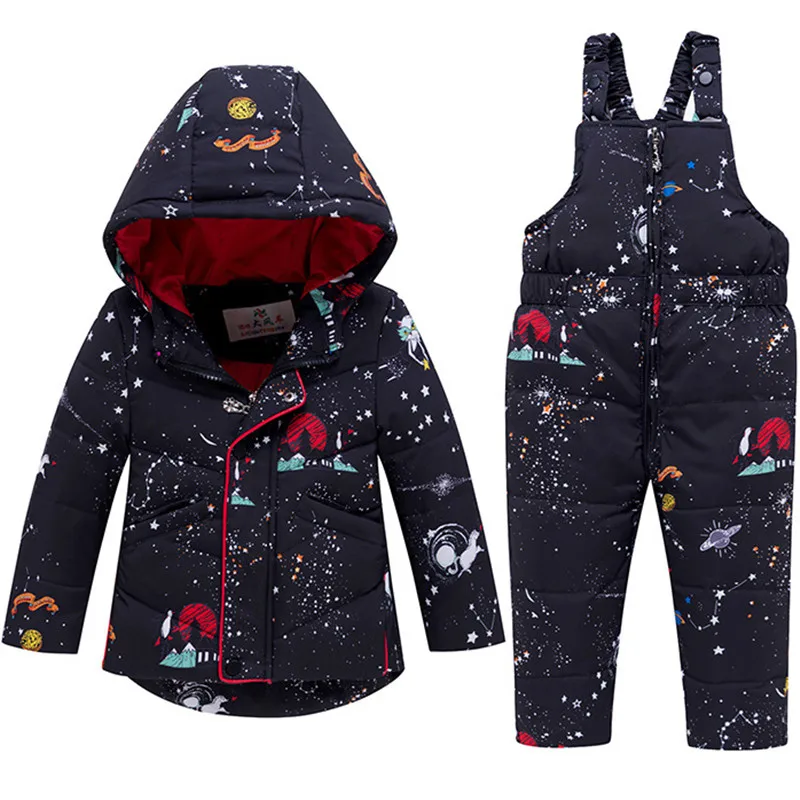 

2019 new Winter Baby Boy Girl clothing Set Down Jacket coat Snowsuits Children cartoon parka Kid Clothes Ski Overalls