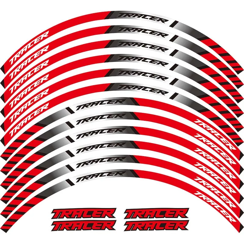 12 X толстый край внешний обод наклейка полоса колеса наклейки подходят YAMAHA TRACER 700 900 850 MT07 MT09 MT-07 MT-09 - Цвет: red