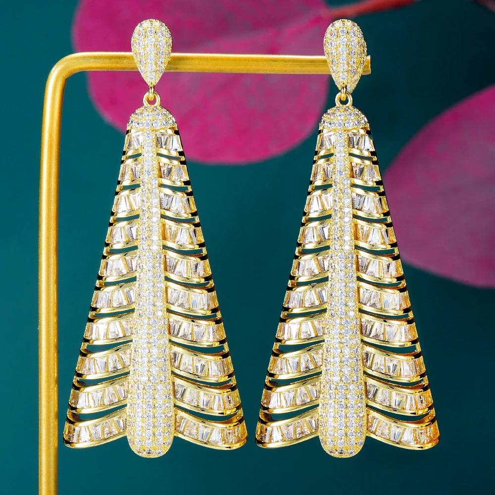 

GODKI Trendy Christmas Tree Exclusive Earring For Women Wedding Cubic Zircon Dubai Bridal Earring Costume Jewelry Summer Party