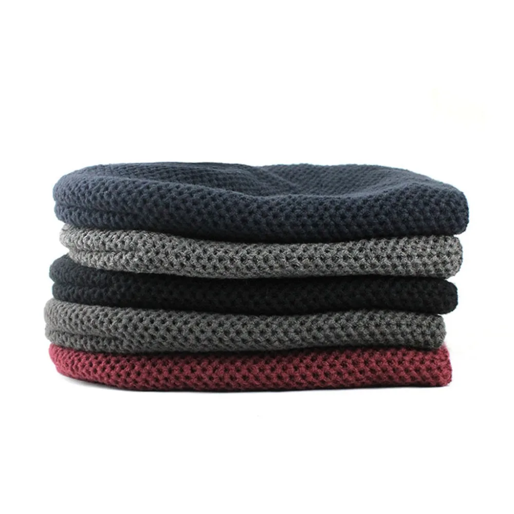 Beanies, зимняя шапка, мужская шапка, зимняя шапка, одноцветная шапка с воротником, набор, плюс бархат, толстая вязаная шапка и глушитель, шапка бини, Muts#2O22