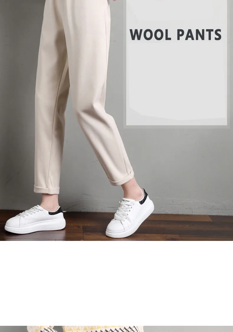 2021 Autumn Winter Woolen Women's Pants Streetwear Loose Straight Plus velvet Casual High Waist Harem Pants Female Trousers trousers for women